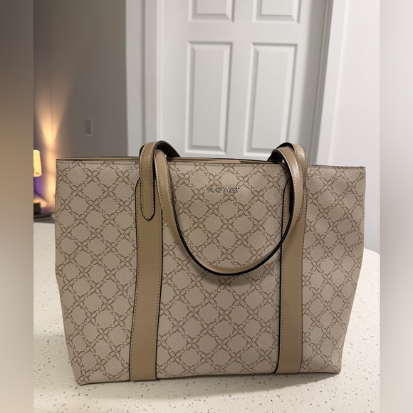 Nine West Tan Patterned Tote Bag